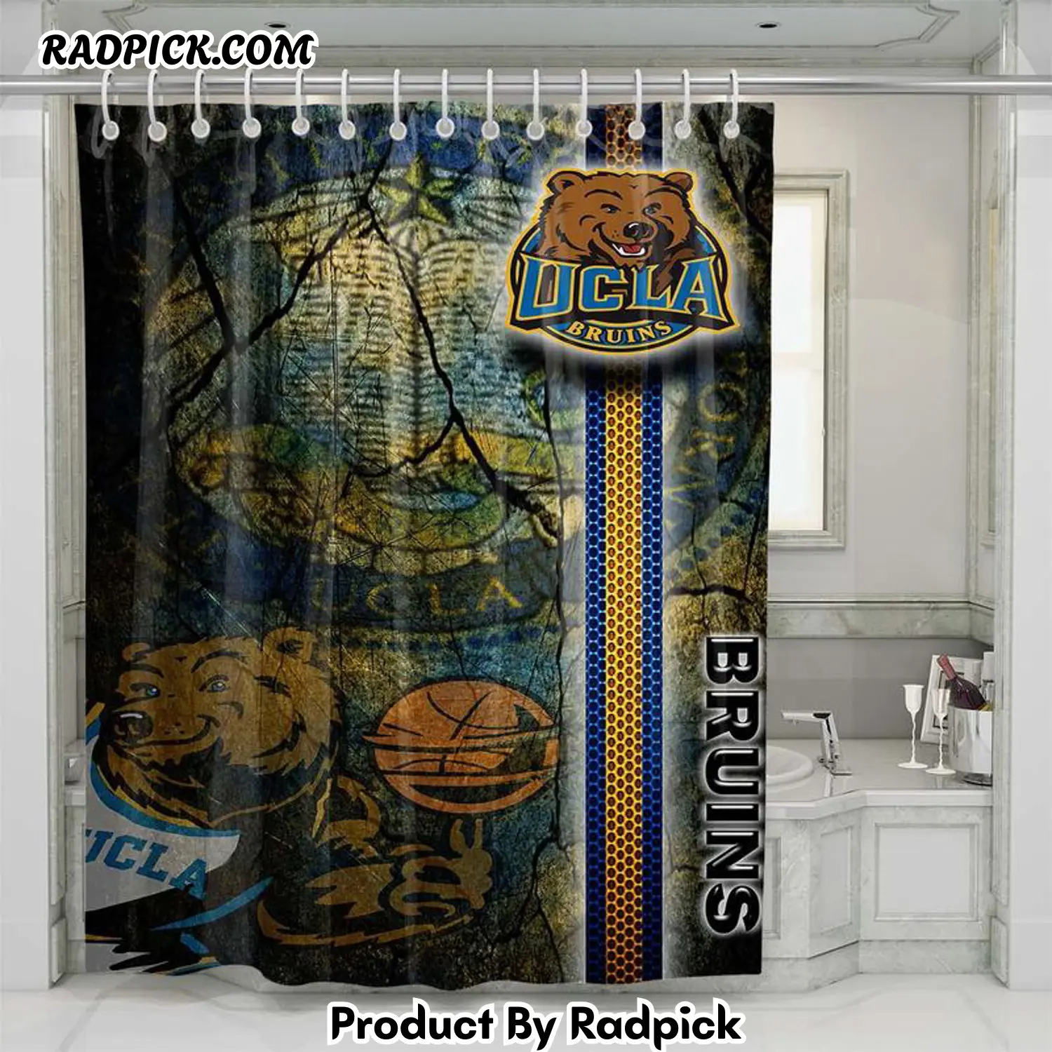 Ucla bruins logo shower curtain set bathroom set for bathroom decor best gift for friends rp38747